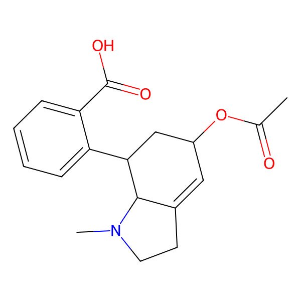 2D Structure of 2-(5-Acetyloxy-1-methyl-2,3,5,6,7,7a-hexahydroindol-7-yl)benzoic acid