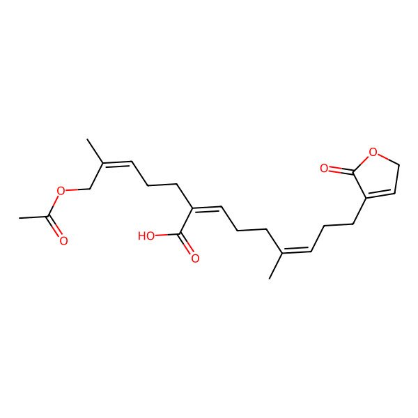 2D Structure of 2-(5-acetyloxy-4-methylpent-3-enyl)-6-methyl-9-(5-oxo-2H-furan-4-yl)nona-2,6-dienoic acid