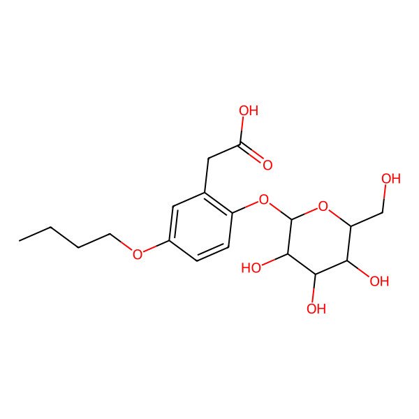 2D Structure of 2-[5-Butoxy-2-[3,4,5-trihydroxy-6-(hydroxymethyl)oxan-2-yl]oxyphenyl]acetic acid