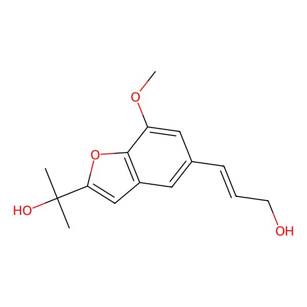 2D Structure of 2-[5-[(E)-3-hydroxyprop-1-enyl]-7-methoxy-1-benzofuran-2-yl]propan-2-ol
