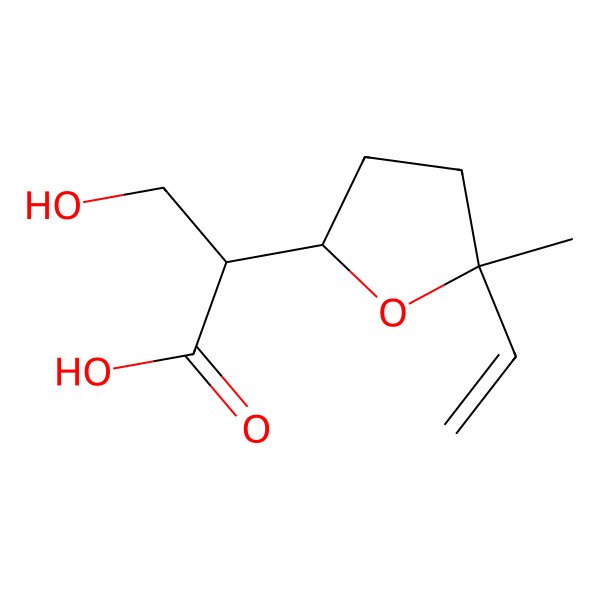 2D Structure of 2-(5-Ethenyl-5-methyloxolan-2-yl)-3-hydroxypropanoic acid