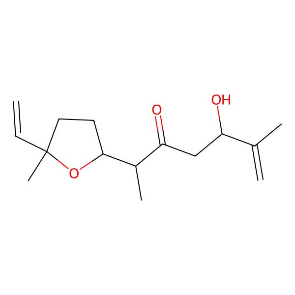 2D Structure of 2-(5-Ethenyl-5-methyloxolan-2-yl)-5-hydroxy-6-methylhept-6-en-3-one
