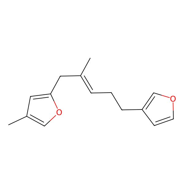 2D Structure of 2-[5-(Furan-3-yl)-2-methylpent-2-enyl]-4-methylfuran