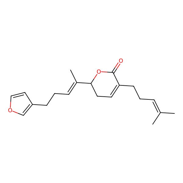 2D Structure of 2-[5-(Furan-3-yl)pent-2-en-2-yl]-5-(4-methylpent-3-enyl)-2,3-dihydropyran-6-one