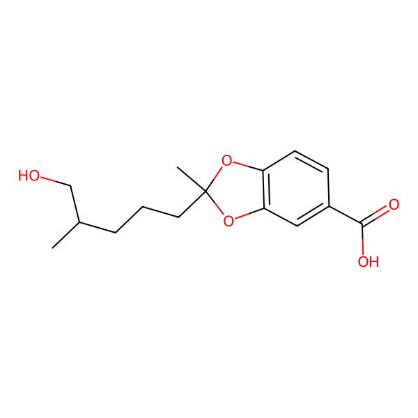 2D Structure of 2-(5-Hydroxy-4-methylpentyl)-2-methylbenzo[d][1,3]dioxole-5-carboxylic acid