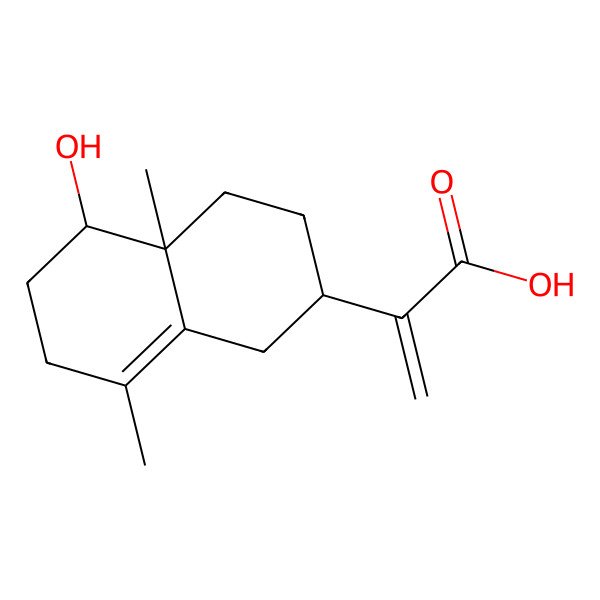 2D Structure of 2-(5-hydroxy-4a,8-dimethyl-2,3,4,5,6,7-hexahydro-1H-naphthalen-2-yl)prop-2-enoic acid