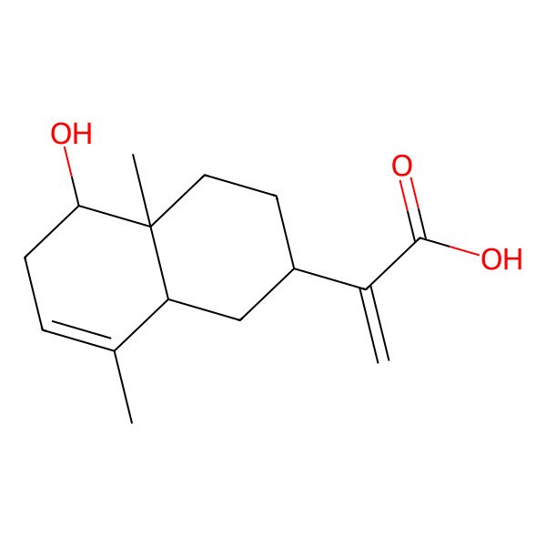 2D Structure of 2-(5-hydroxy-4a,8-dimethyl-2,3,4,5,6,8a-hexahydro-1H-naphthalen-2-yl)prop-2-enoic acid