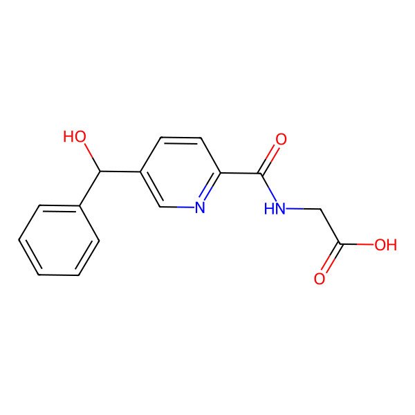 2D Structure of 2-[[5-[Hydroxy(phenyl)methyl]pyridine-2-carbonyl]amino]acetic acid