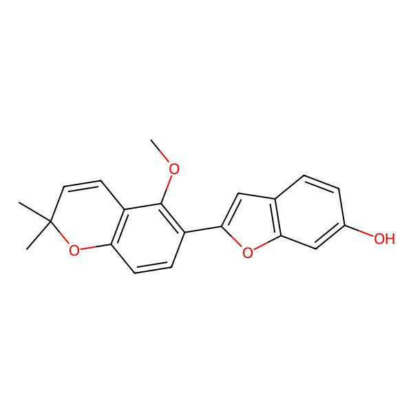 2D Structure of 2-(5-Methoxy-2,2-dimethylchromen-6-yl)-1-benzofuran-6-ol 2D Structure of 2-(5-Methoxy-2,2-dimethylchromen-6-yl)-1-benzofuran-6-ol