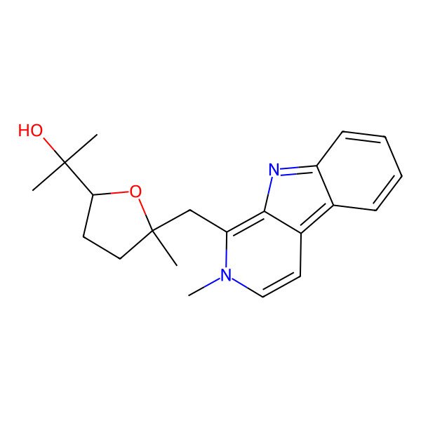 2D Structure of 2-[5-Methyl-5-[(2-methylpyrido[3,4-b]indol-1-yl)methyl]oxolan-2-yl]propan-2-ol