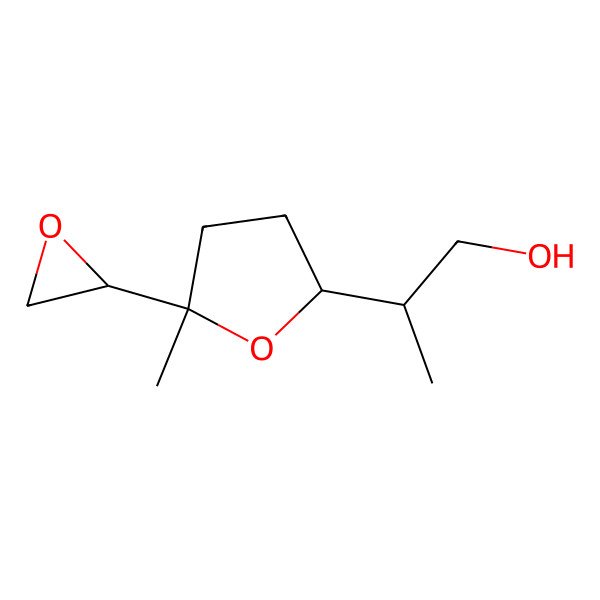 2D Structure of 2-(5-Methyl-5-(oxiran-2-yl)-tetrahydrofuran-2-yl)propan-1-ol 2D Structure of 2-(5-Methyl-5-(oxiran-2-yl)-tetrahydrofuran-2-yl)propan-1-ol