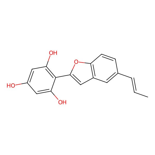 2D Structure of 2-(5-Prop-1-enyl-1-benzofuran-2-yl)benzene-1,3,5-triol