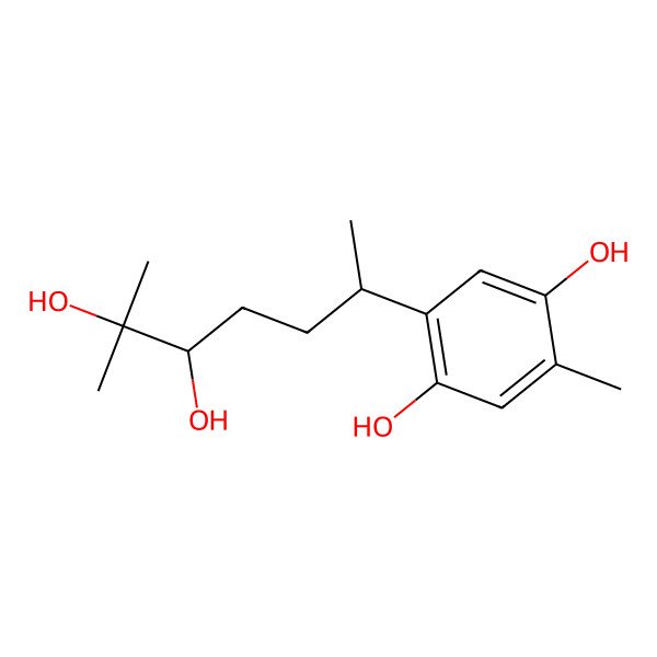 2D Structure of 2-(5,6-Dihydroxy-6-methylheptan-2-yl)-5-methylbenzene-1,4-diol 2D Structure of 2-(5,6-Dihydroxy-6-methylheptan-2-yl)-5-methylbenzene-1,4-diol