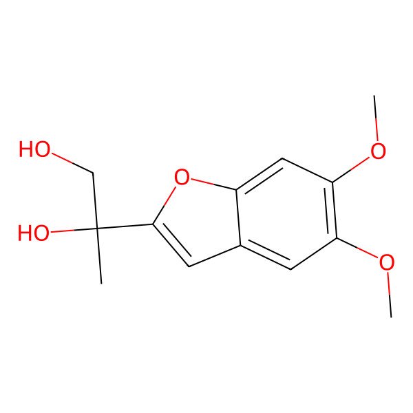 2D Structure of 2-(5,6-Dimethoxy-1-benzofuran-2-yl)propane-1,2-diol