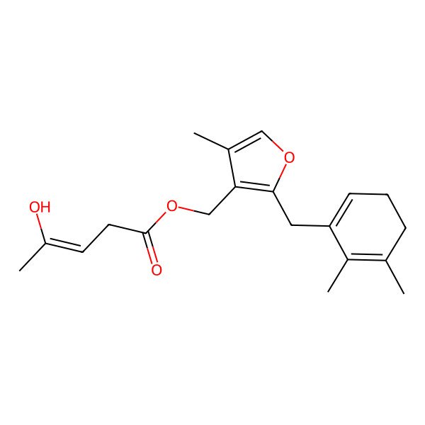 2D Structure of [2-[(5,6-Dimethylcyclohexa-1,5-dien-1-yl)methyl]-4-methylfuran-3-yl]methyl 4-hydroxypent-3-enoate