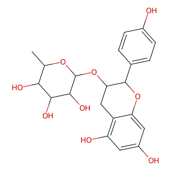 2D Structure of 2-[[5,7-dihydroxy-2-(4-hydroxyphenyl)-3,4-dihydro-2H-chromen-3-yl]oxy]-6-methyloxane-3,4,5-triol