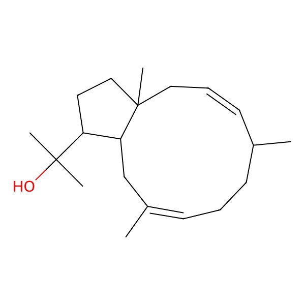 2D Structure of 2-(5,9,12a-trimethyl-2,3,3a,4,7,8,9,12-octahydro-1H-cyclopenta[11]annulen-3-yl)propan-2-ol