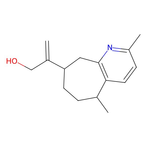 2D Structure of 2-[(5R,8S)-2,5-dimethyl-6,7,8,9-tetrahydro-5H-cyclohepta[b]pyridin-8-yl]prop-2-en-1-ol