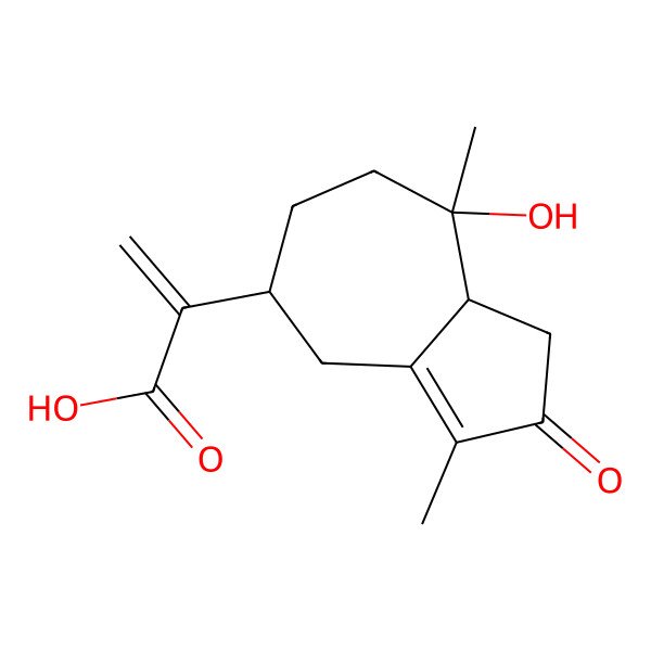 2D Structure of 2-[(5R,8S,8aR)-8-hydroxy-3,8-dimethyl-2-oxo-1,4,5,6,7,8a-hexahydroazulen-5-yl]prop-2-enoic acid