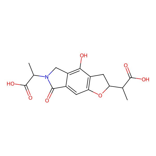 2D Structure of 2-[6-(1-carboxyethyl)-4-hydroxy-7-oxo-3,5-dihydro-2H-furo[2,3-f]isoindol-2-yl]propanoic acid