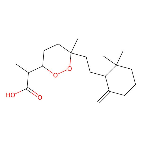 2D Structure of 2-[6-[2-(2,2-Dimethyl-6-methylidenecyclohexyl)ethyl]-6-methyldioxan-3-yl]propanoic acid