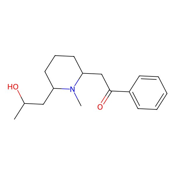 2D Structure of 2-[6-(2-Hydroxypropyl)-1-methylpiperidin-2-yl]-1-phenylethanone