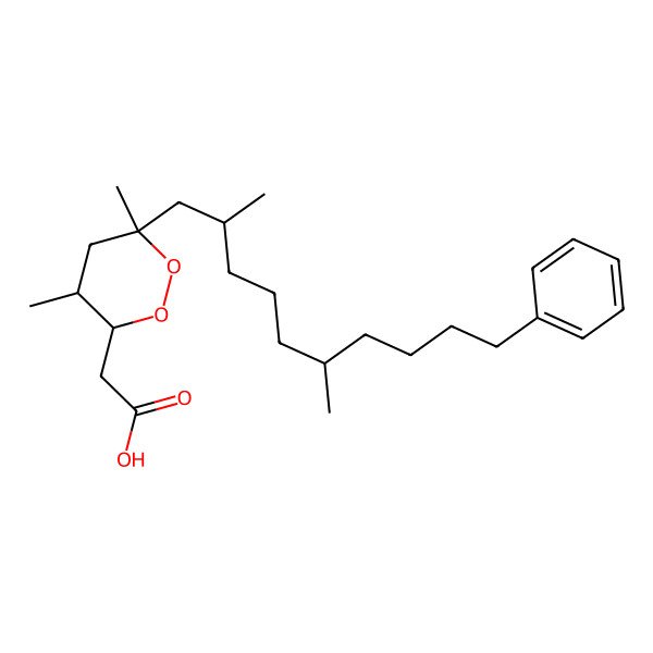 2D Structure of 2-[6-(2,6-Dimethyl-10-phenyldecyl)-4,6-dimethyldioxan-3-yl]acetic acid