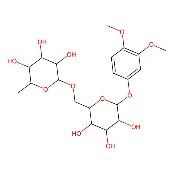 2D Structure of 2-[[6-(3,4-Dimethoxyphenoxy)-3,4,5-trihydroxyoxan-2-yl]methoxy]-6-methyloxane-3,4,5-triol