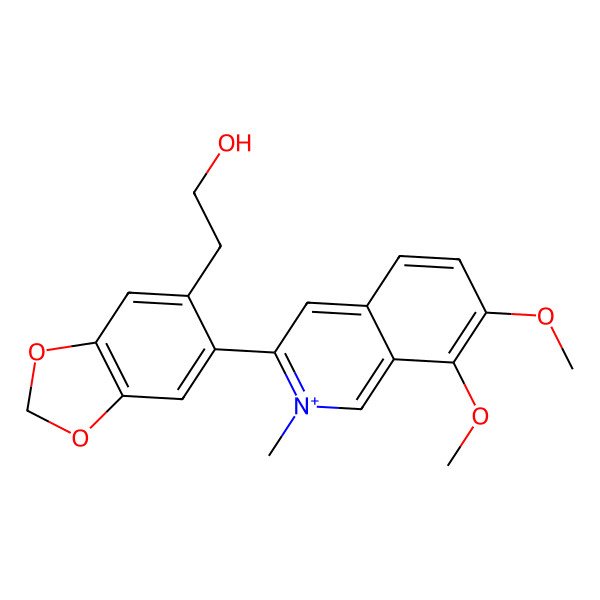 2D Structure of 2-[6-(7,8-Dimethoxy-2-methylisoquinolin-2-ium-3-yl)-1,3-benzodioxol-5-yl]ethanol