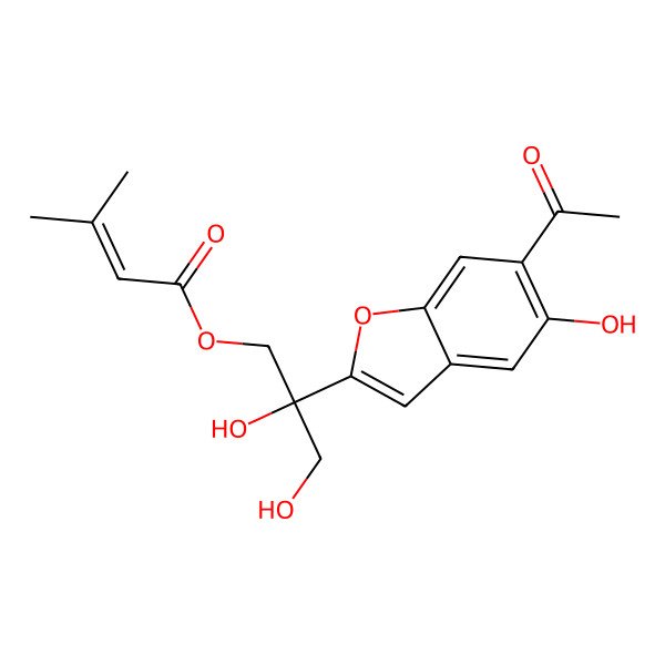 2D Structure of [2-(6-Acetyl-5-hydroxy-1-benzofuran-2-yl)-2,3-dihydroxypropyl] 3-methylbut-2-enoate