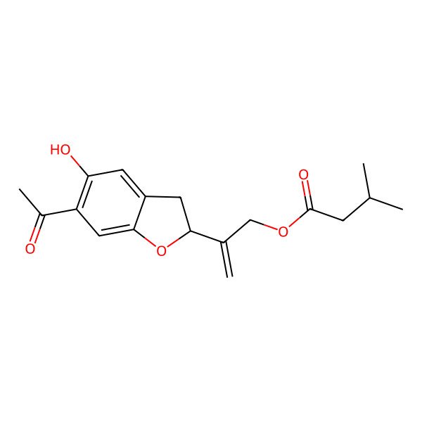 2D Structure of 2-(6-Acetyl-5-hydroxy-2,3-dihydro-1-benzofuran-2-yl)prop-2-enyl 3-methylbutanoate