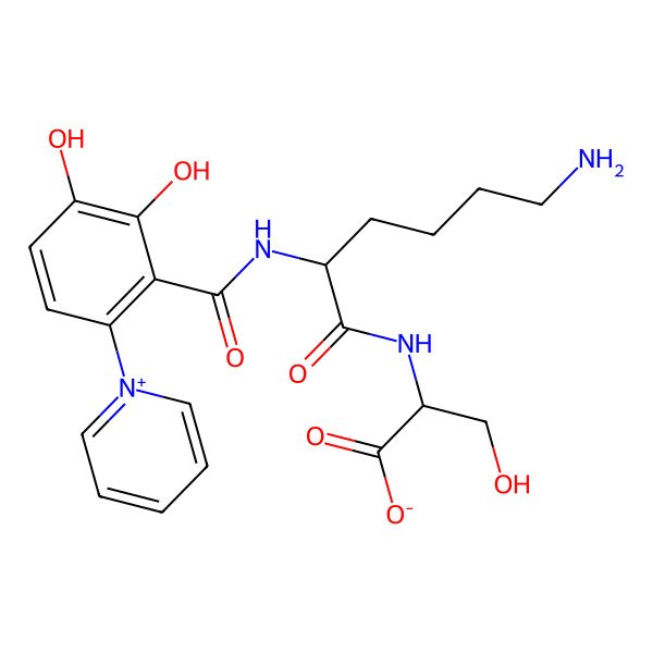 2D Structure of 2-[[6-Amino-2-[(2,3-dihydroxy-6-pyridin-1-ium-1-ylbenzoyl)amino]hexanoyl]amino]-3-hydroxypropanoate
