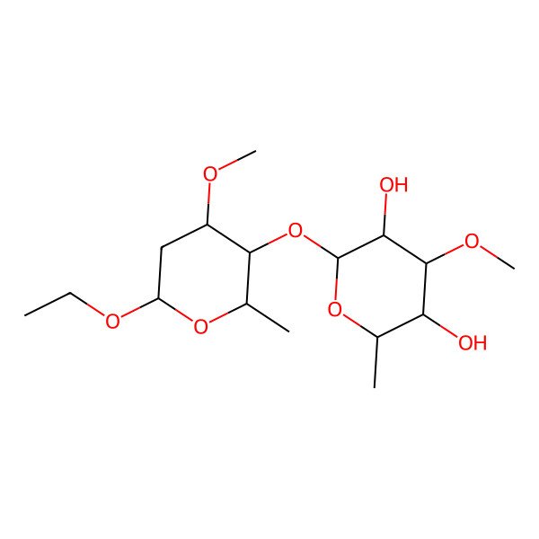 2D Structure of 2-(6-Ethoxy-4-methoxy-2-methyloxan-3-yl)oxy-4-methoxy-6-methyloxane-3,5-diol