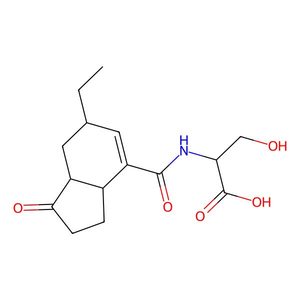 2D Structure of 2-[(6-Ethyl-1-oxo-2,3,3a,6,7,7a-hexahydroindene-4-carbonyl)amino]-3-hydroxypropanoic acid