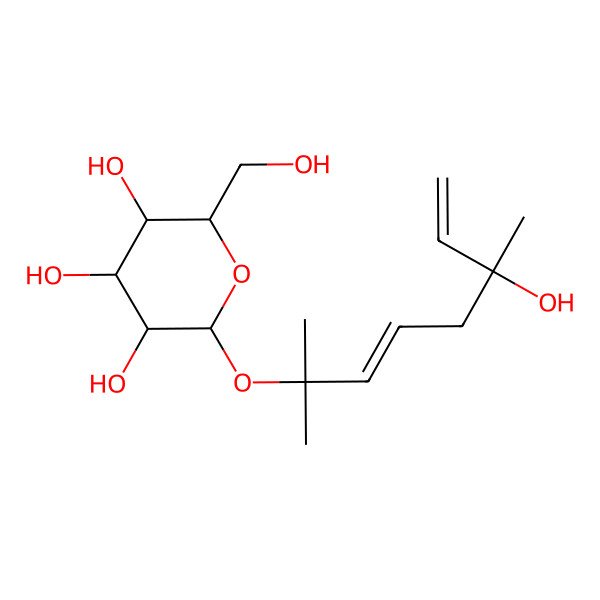 2D Structure of 2-(6-Hydroxy-2,6-dimethylocta-3,7-dien-2-yl)oxy-6-(hydroxymethyl)oxane-3,4,5-triol