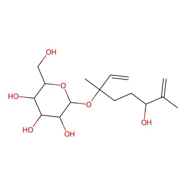 2D Structure of 2-(6-Hydroxy-3,7-dimethylocta-1,7-dien-3-yl)oxy-6-(hydroxymethyl)oxane-3,4,5-triol
