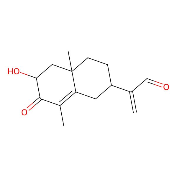 2D Structure of 2-(6-Hydroxy-4a,8-dimethyl-7-oxo-1,2,3,4,5,6-hexahydronaphthalen-2-yl)prop-2-enal