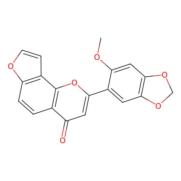 2D Structure of 2-(6-Methoxy-1,3-benzodioxol-5-yl)furo[2,3-h]chromen-4-one