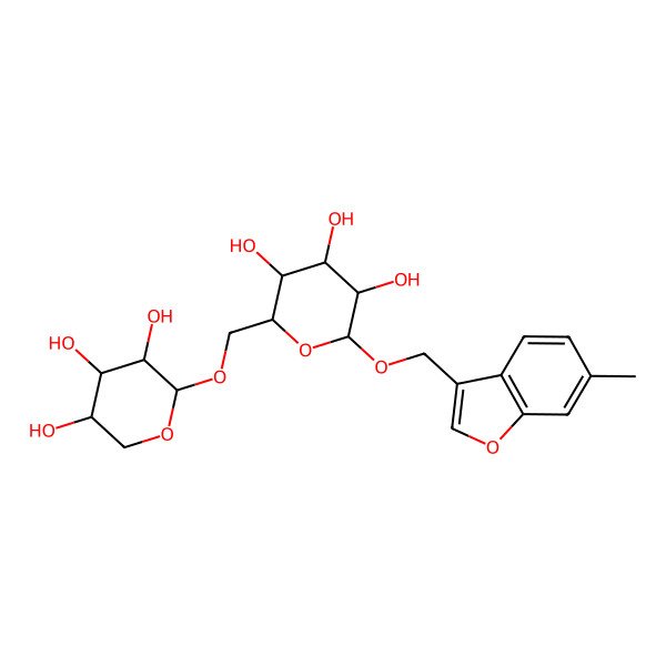 2D Structure of 2-[(6-Methyl-1-benzofuran-3-yl)methoxy]-6-[(3,4,5-trihydroxyoxan-2-yl)oxymethyl]oxane-3,4,5-triol