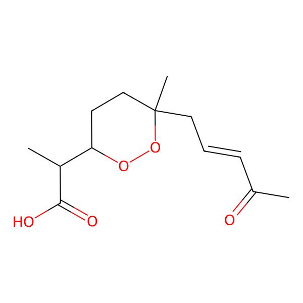 2D Structure of 2-[6-Methyl-6-(4-oxopent-2-enyl)dioxan-3-yl]propanoic acid