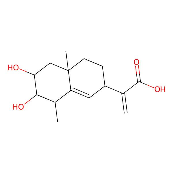 2D Structure of 2-(6,7-dihydroxy-4a,8-dimethyl-3,4,5,6,7,8-hexahydro-2H-naphthalen-2-yl)prop-2-enoic acid