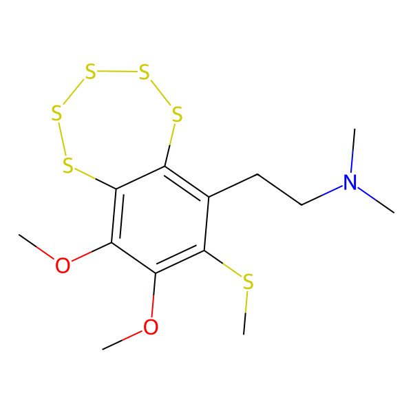 2D Structure of 2-(6,7-dimethoxy-8-methylsulfanyl-1,2,3,4,5-benzopentathiepin-9-yl)-N,N-dimethylethanamine