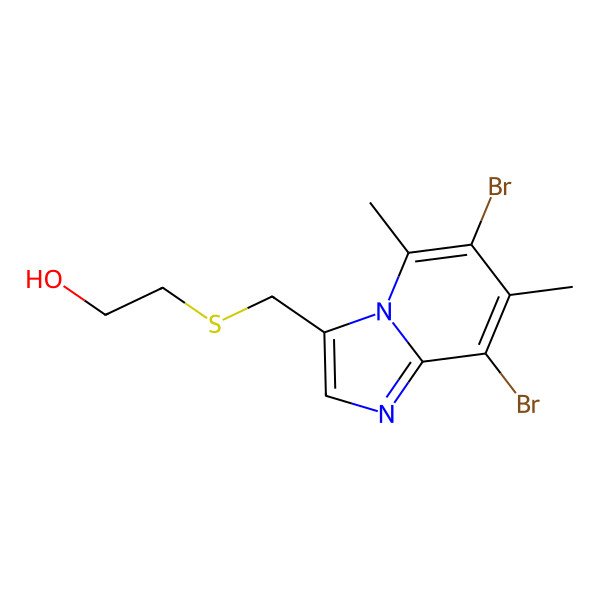 2D Structure of 2-[(6,8-Dibromo-5,7-dimethyl-imidazo[1,2-a]pyridin-3-yl)methylsulfanyl]ethanol