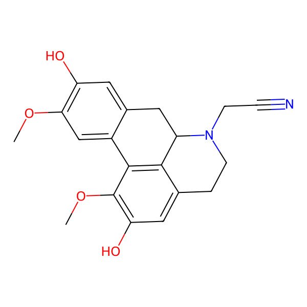 2D Structure of 2-[(6aS)-2,9-dihydroxy-1,10-dimethoxy-5,6,6a,7-tetrahydro-4H-dibenzo[de,g]quinolin-6-yl]acetonitrile