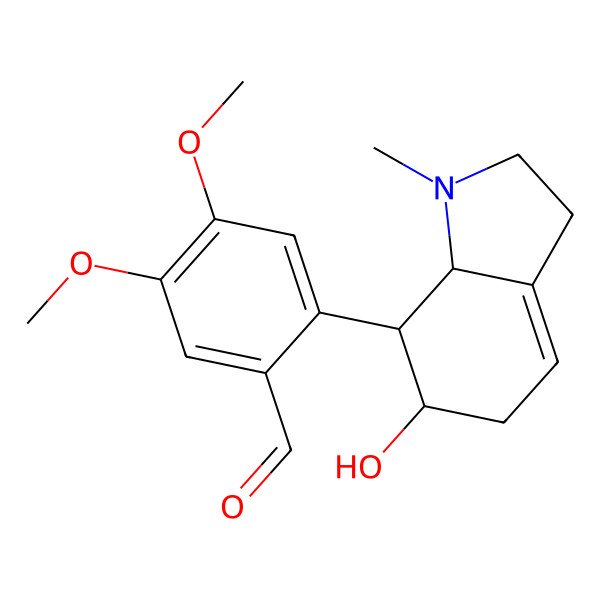 2D Structure of 2-[(6R,7S,7aS)-6-hydroxy-1-methyl-2,3,5,6,7,7a-hexahydroindol-7-yl]-4,5-dimethoxybenzaldehyde