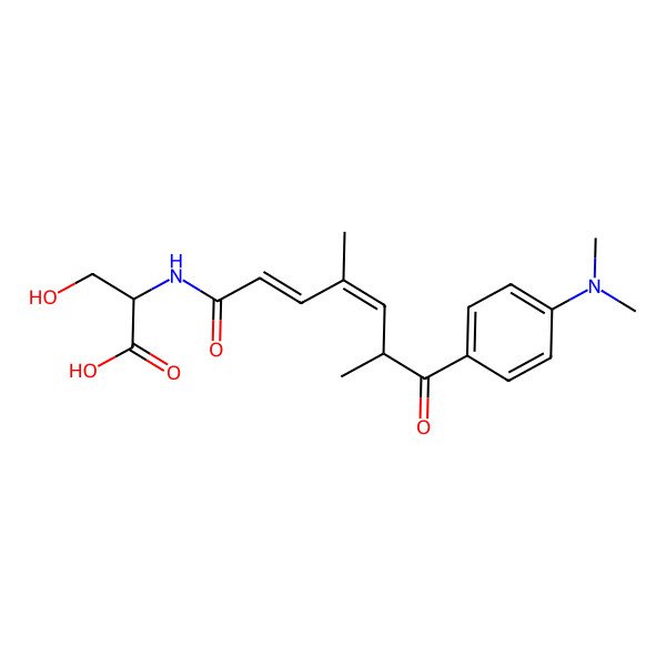 2D Structure of 2-[[7-[4-(Dimethylamino)phenyl]-4,6-dimethyl-7-oxohepta-2,4-dienoyl]amino]-3-hydroxypropanoic acid