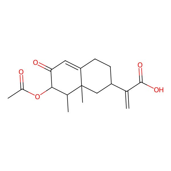 2D Structure of 2-(7-Acetyloxy-8,8a-dimethyl-6-oxo-1,2,3,4,7,8-hexahydronaphthalen-2-yl)prop-2-enoic acid