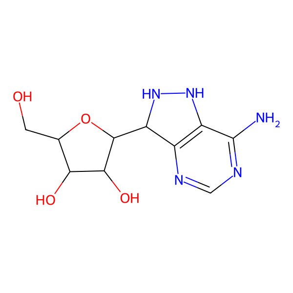2D Structure of 2-(7-amino-2,3-dihydro-1H-pyrazolo[4,3-d]pyrimidin-3-yl)-5-(hydroxymethyl)oxolane-3,4-diol