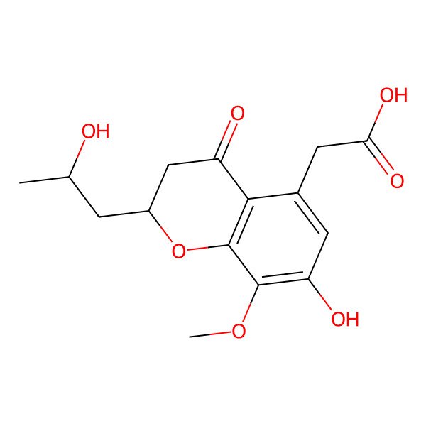 2D Structure of 2-[7-Hydroxy-2-(2-hydroxypropyl)-8-methoxy-4-oxo-2,3-dihydrochromen-5-yl]acetic acid