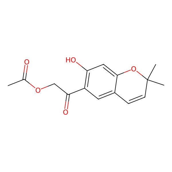 2D Structure of 2-(7-Hydroxy-2,2-dimethyl-2H-1-benzopyran-6-yl)-2-oxoethyl acetate